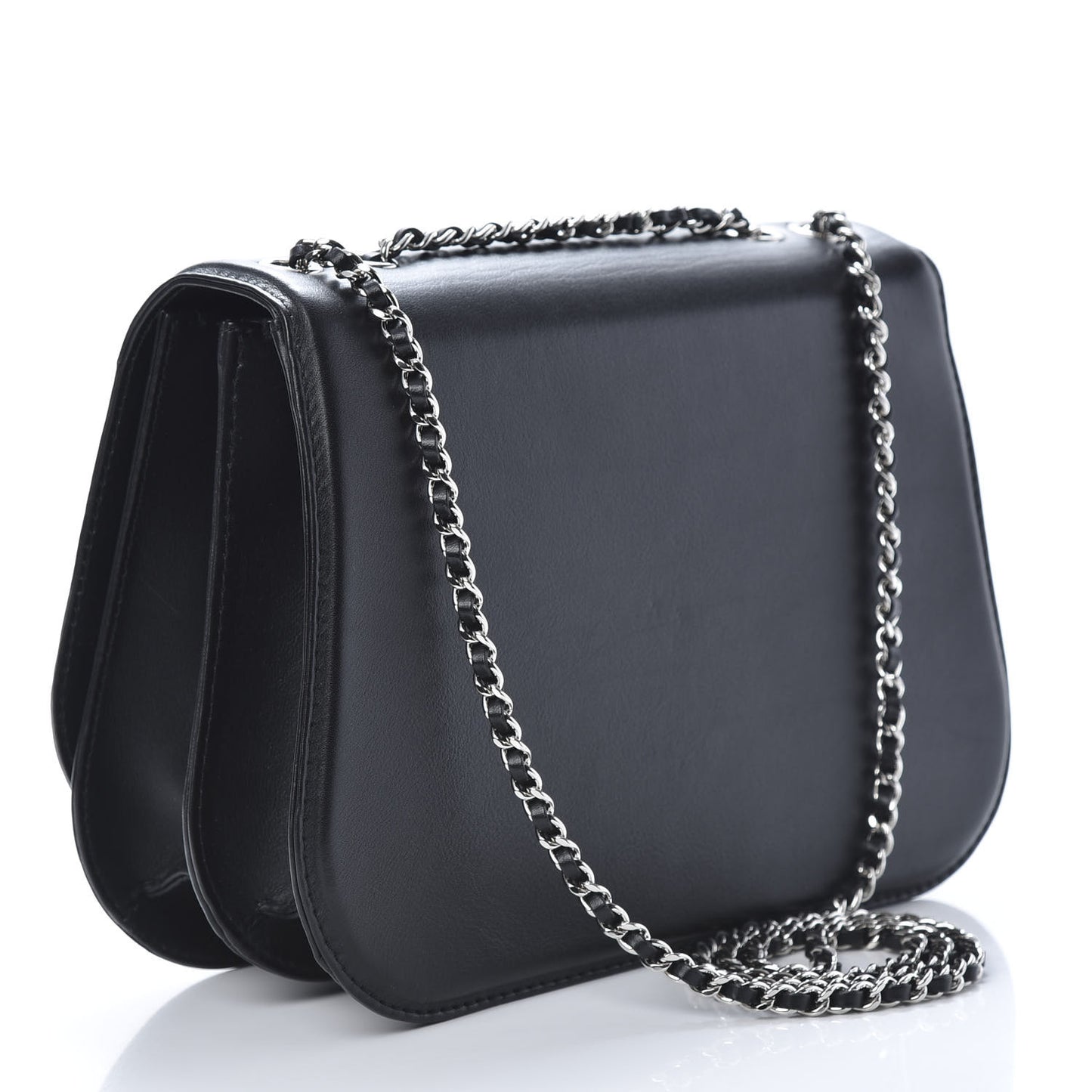 Calfskin Medium Braided Chic Flap Black