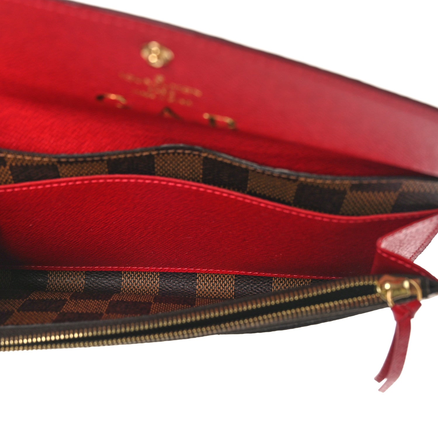 Louis Vuitton Damier Ebene Emilie Wallet Red 5 of 8