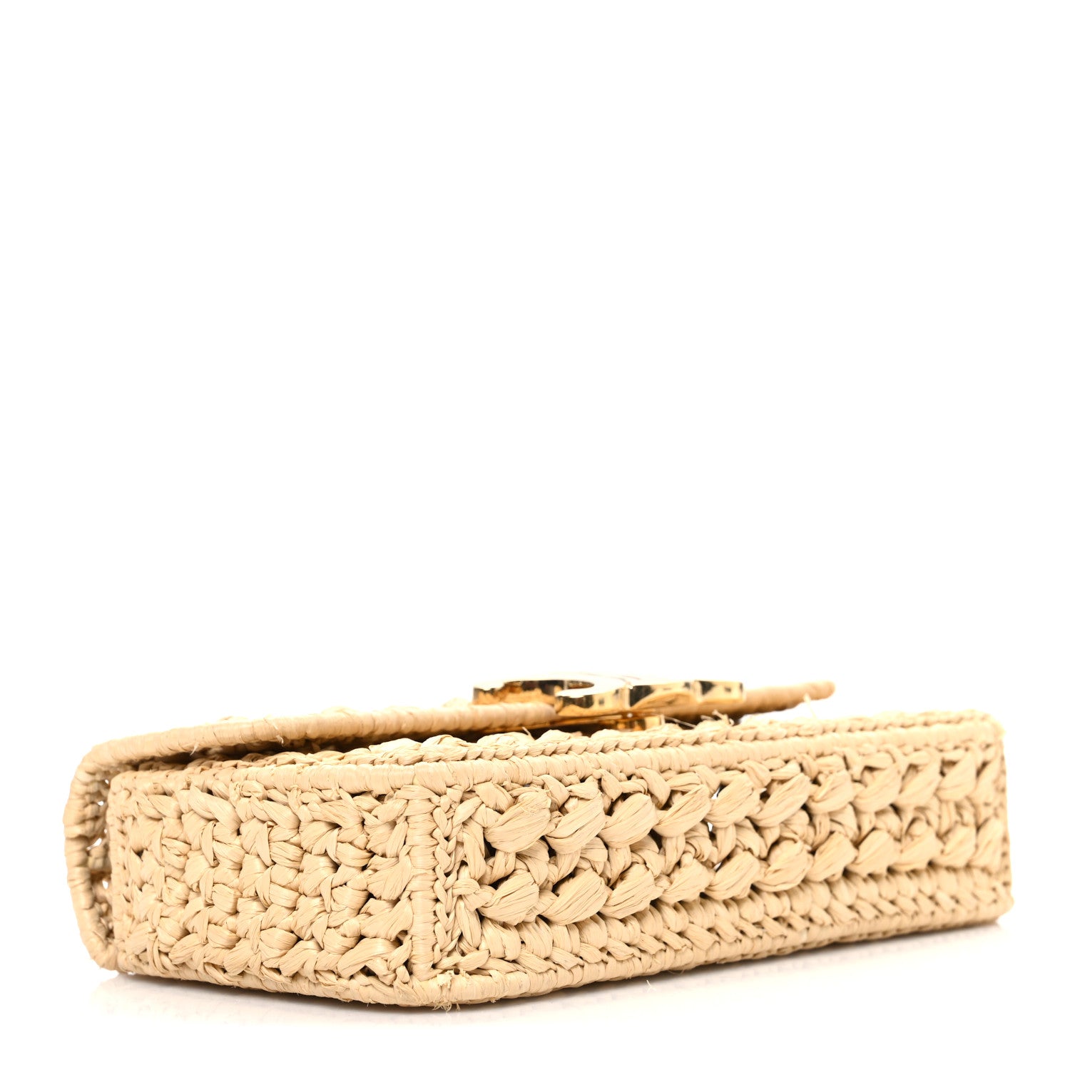Celine Raffia Effect Claude Chain Shoulder Bag Natural 4 of 9