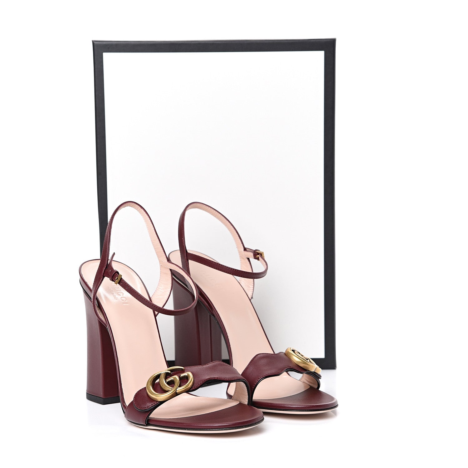 Gucci Lifford Calfskin GG Marmont Ankle Wrap 105mm Sandals 40 Vintage Bordeaux 8 of 8