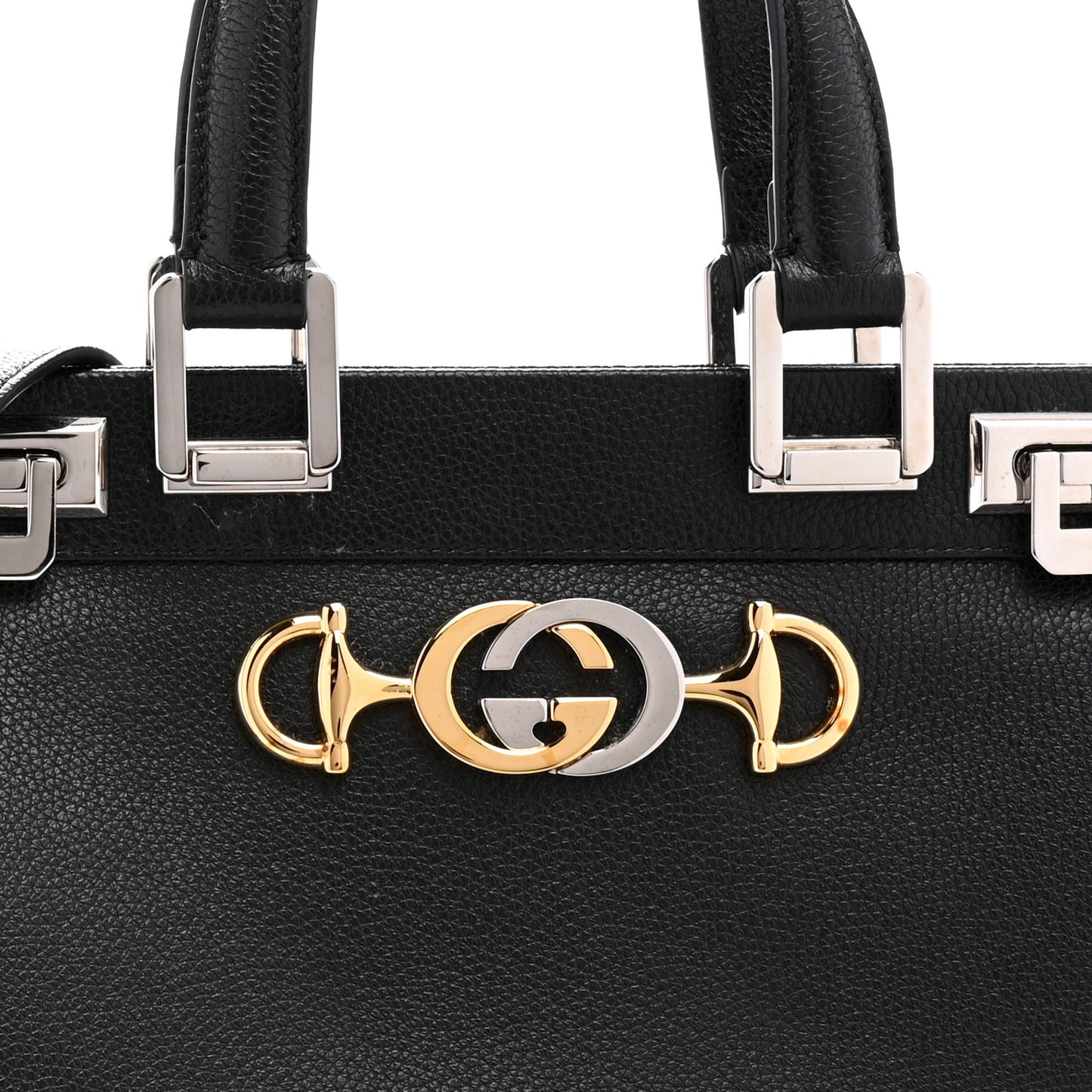 Grainy Calfskin Small Zumi Top Handle Bag Black