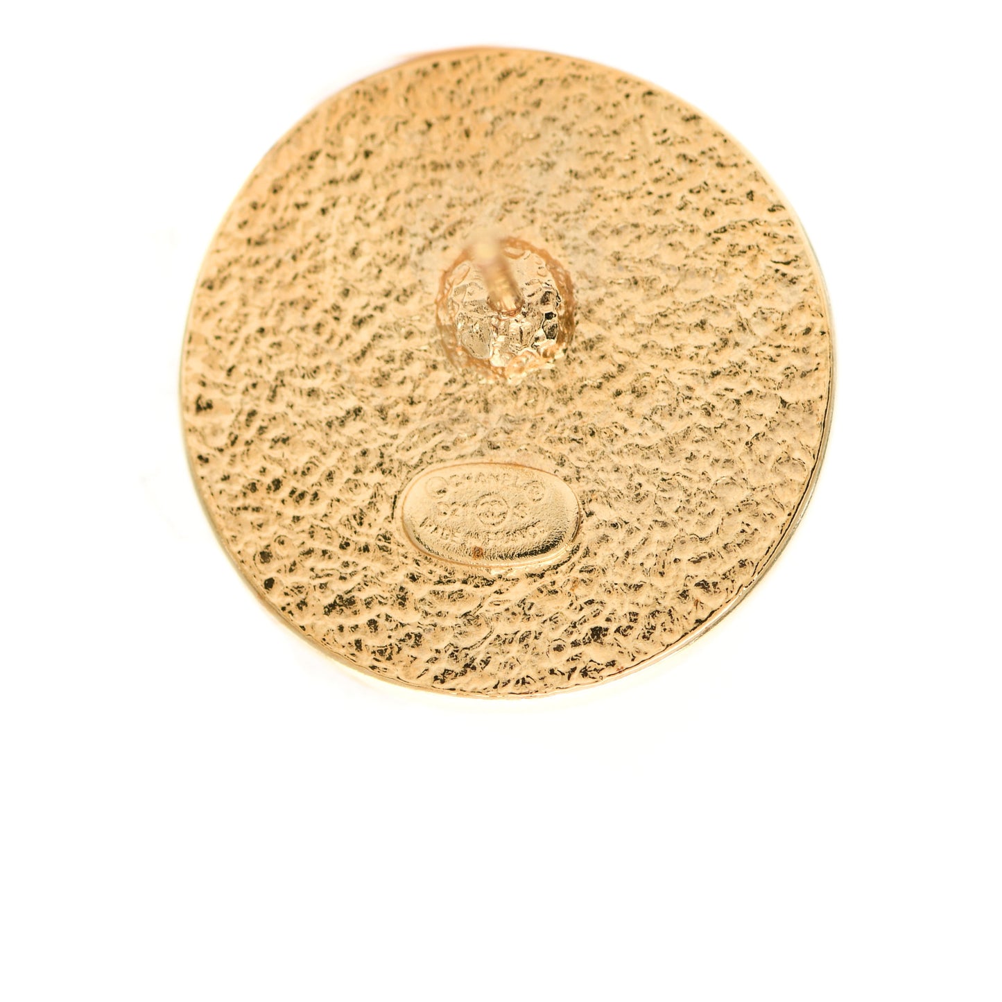 Resin CC Chain Round Earrings Gold Black