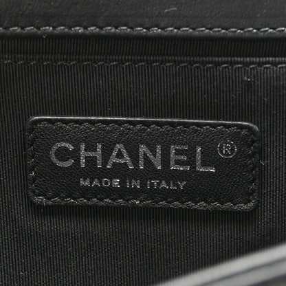 Chanel Calfskin Chevron Quilted Medium Chain Boy Flap Black 6 of 9