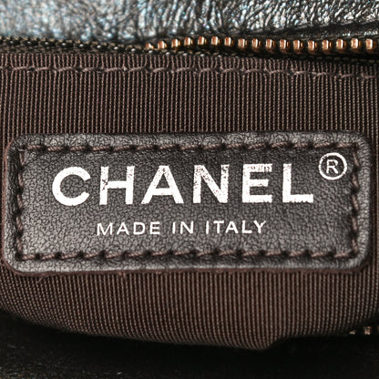 Chanel Metallic Aged Calfskin Chevron Quilted Small Gabrielle Hobo Green 5 of 9