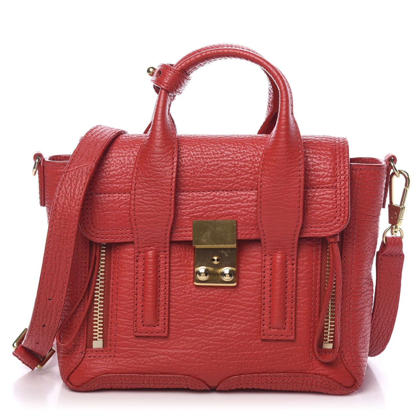 3.1 Textured Calfskin Mini Pashli Satchel Red