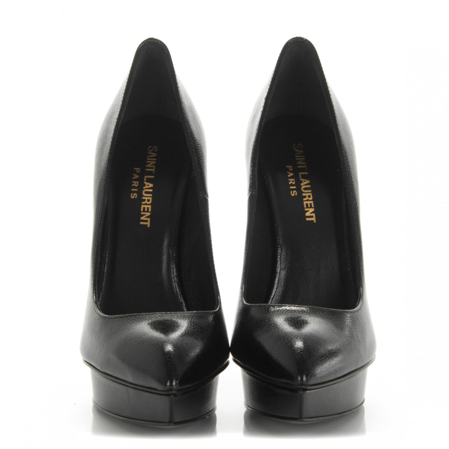 Pebbled Patent Calfskin Janis 105 Pumps 36.5 Black