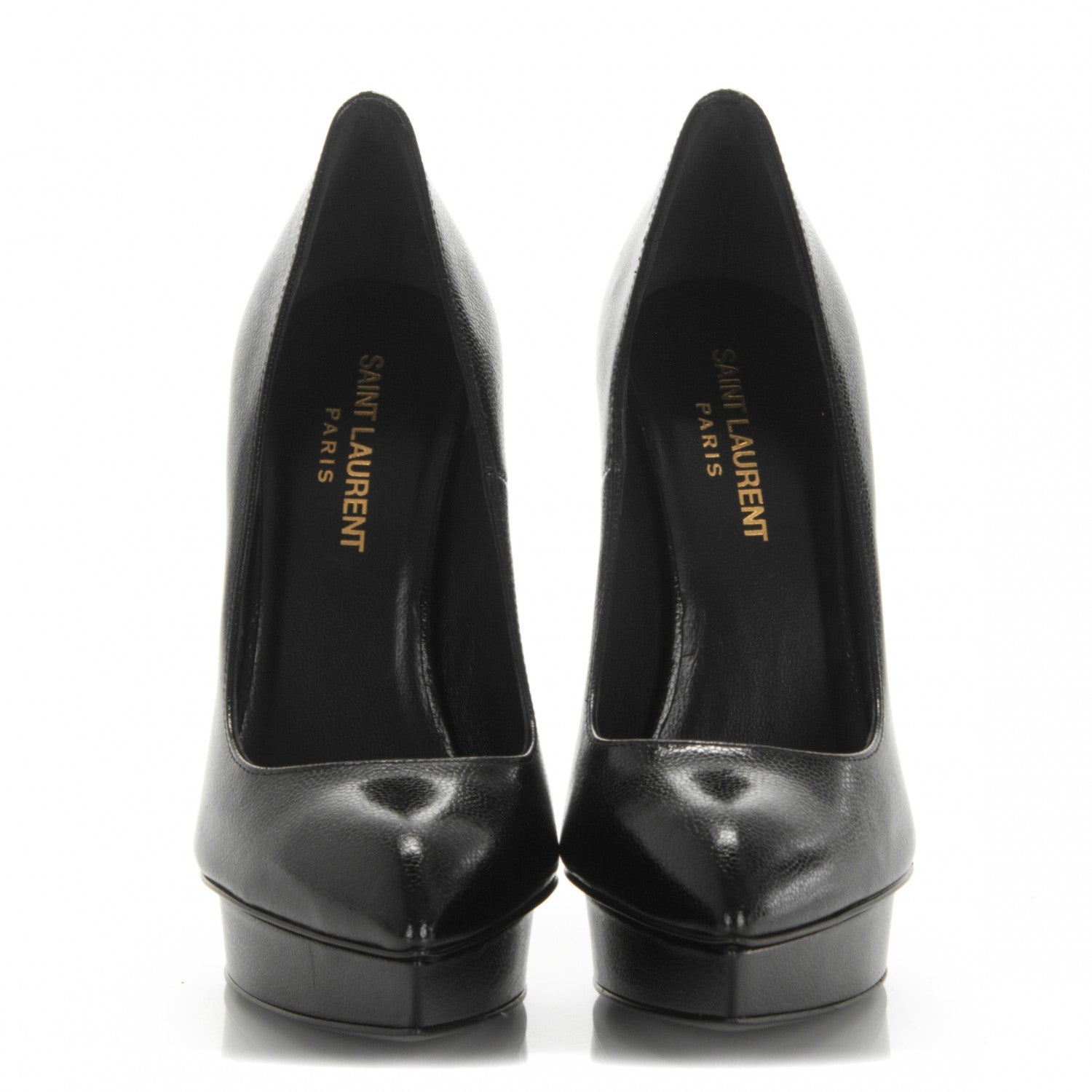 Saint Laurent Pebbled Patent Calfskin Janis 105 Pumps 36.5 Black 2 of 8