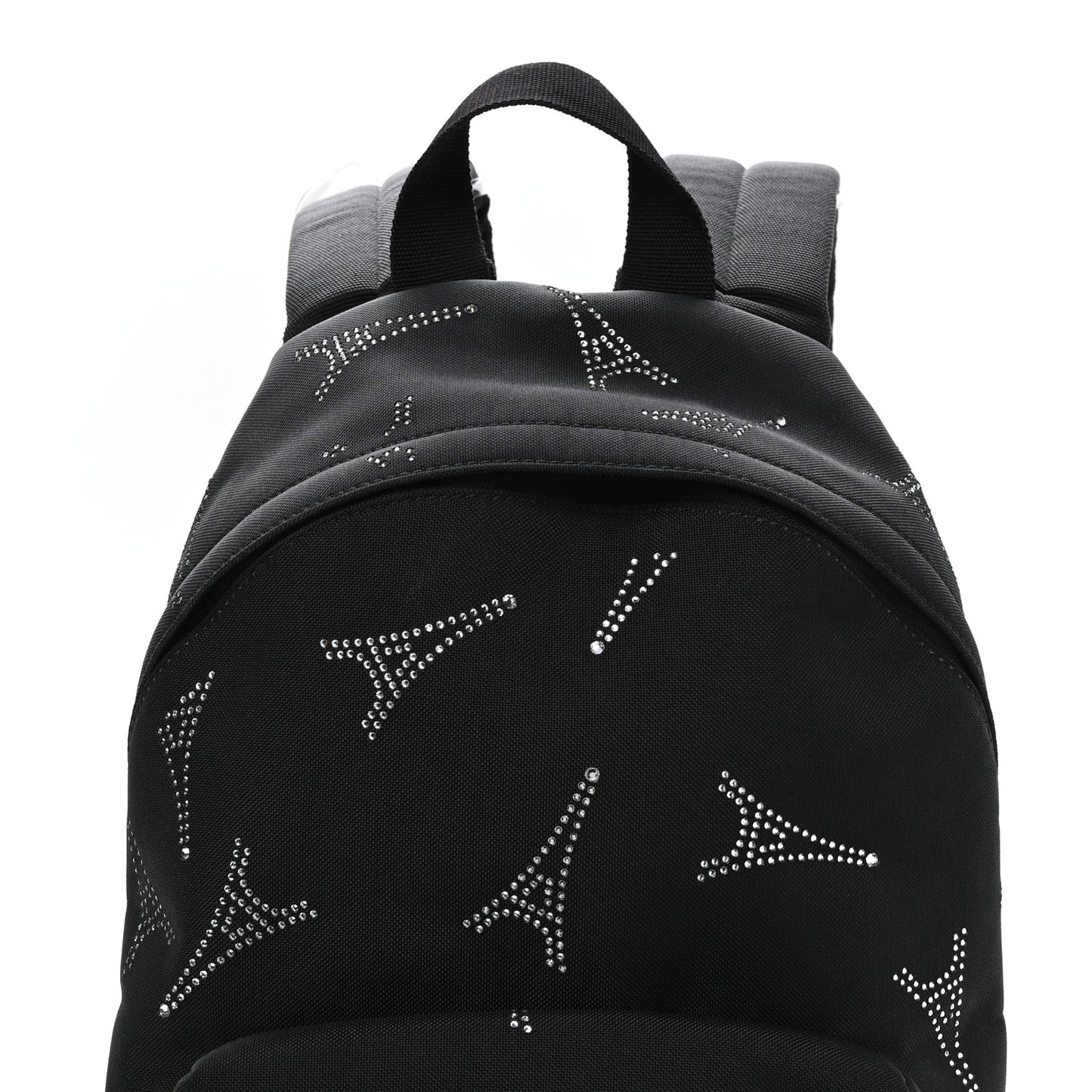 Canvas Crystal Embellished Eiffel Tower Explorer Backpack S Black