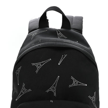 Balenciaga Canvas Crystal Embellished Eiffel Tower Explorer Backpack S Black 7 of 9