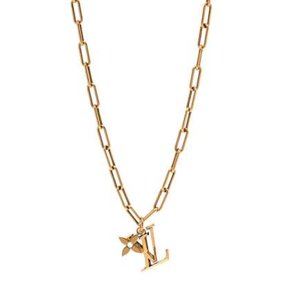 Louis Vuitton Metal LV Flower Necklace Gold 1 of 4