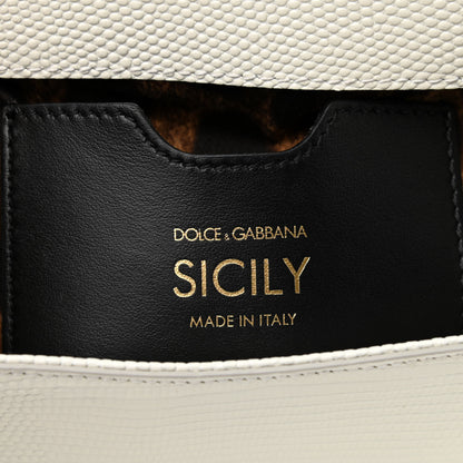Dolce & Gabbana Lizard Calfskin Embossed Small Miss Sicily Satchel White 6 of 6