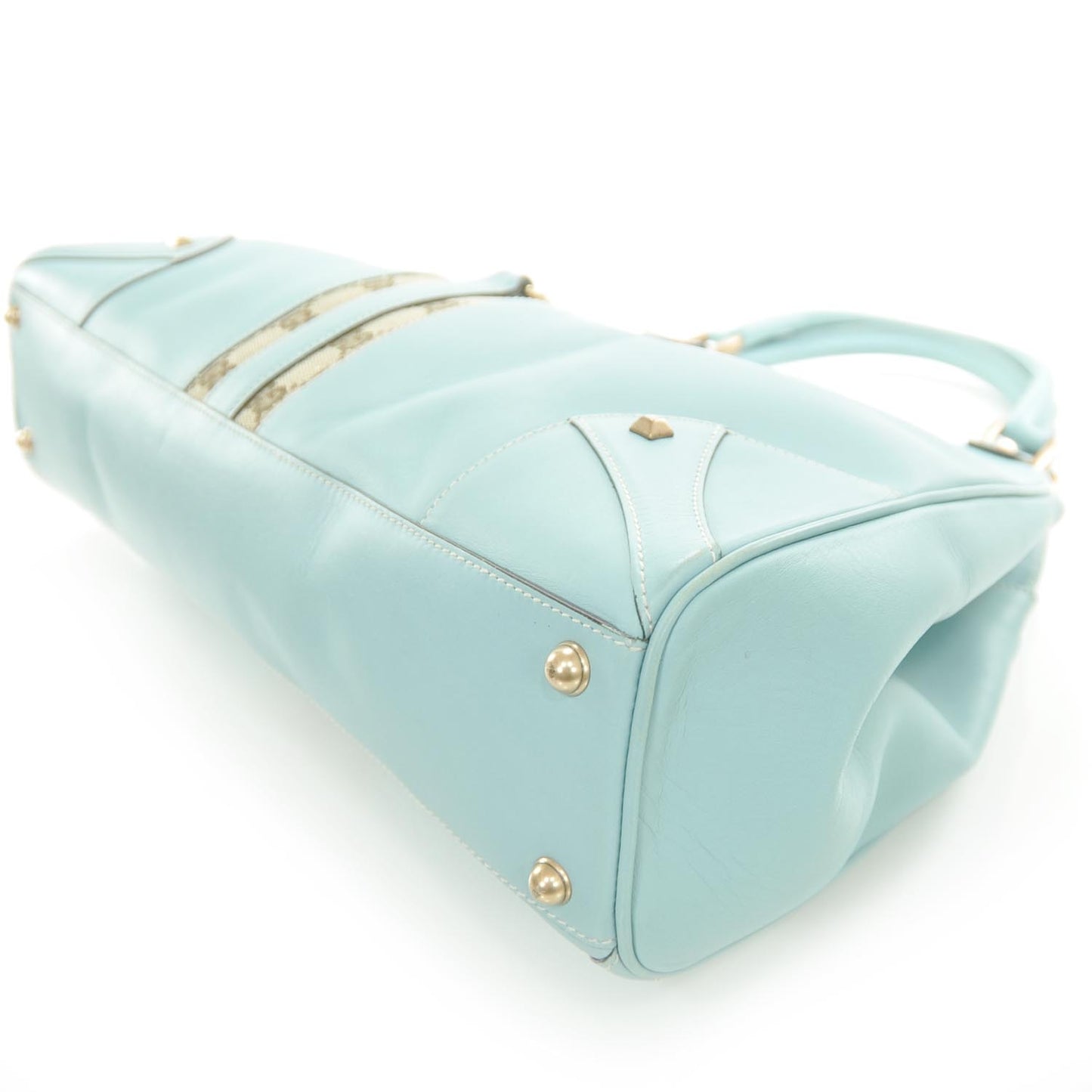 Leather Monogram Web Bardot Turquoise