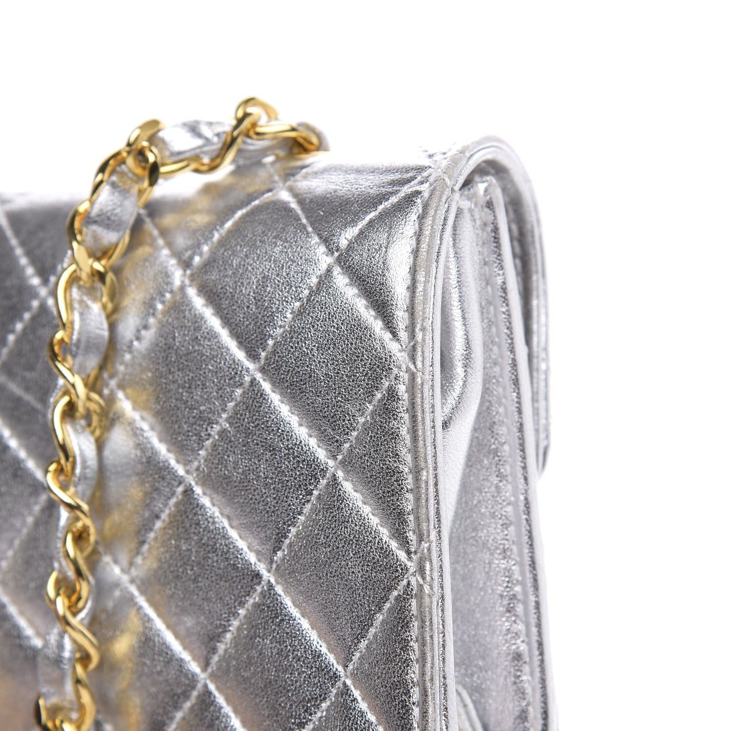 Chanel Metallic Lambskin Quilted Micro Mini Flap Silver 10 of 13