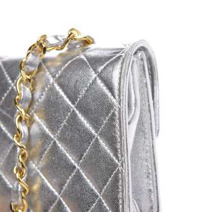 Chanel Metallic Lambskin Quilted Micro Mini Flap Silver 10 of 13