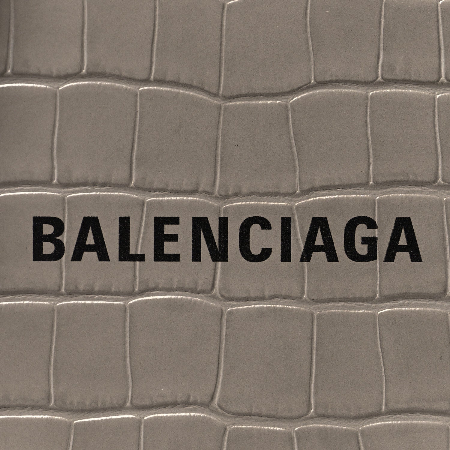 Balenciaga Calfskin Crocodile Embossed Logo Shopping Phone Holder Bag Steel Grey 7 of 10