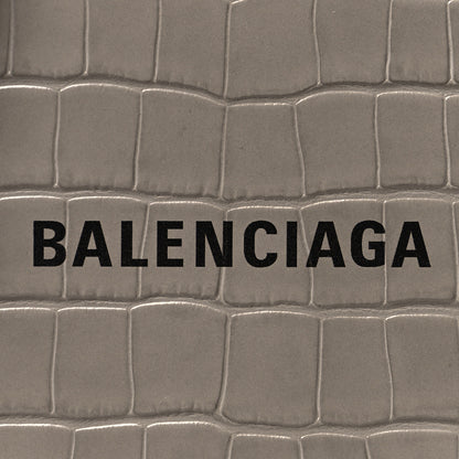 Balenciaga Calfskin Crocodile Embossed Logo Shopping Phone Holder Bag Steel Grey 7 of 10