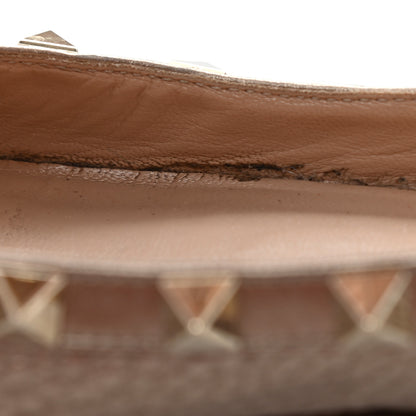 Valentino Garavani Metallic Pebbled Calfskin Rockstud Cage Ballerina Flats 39 Skin 10 of 11