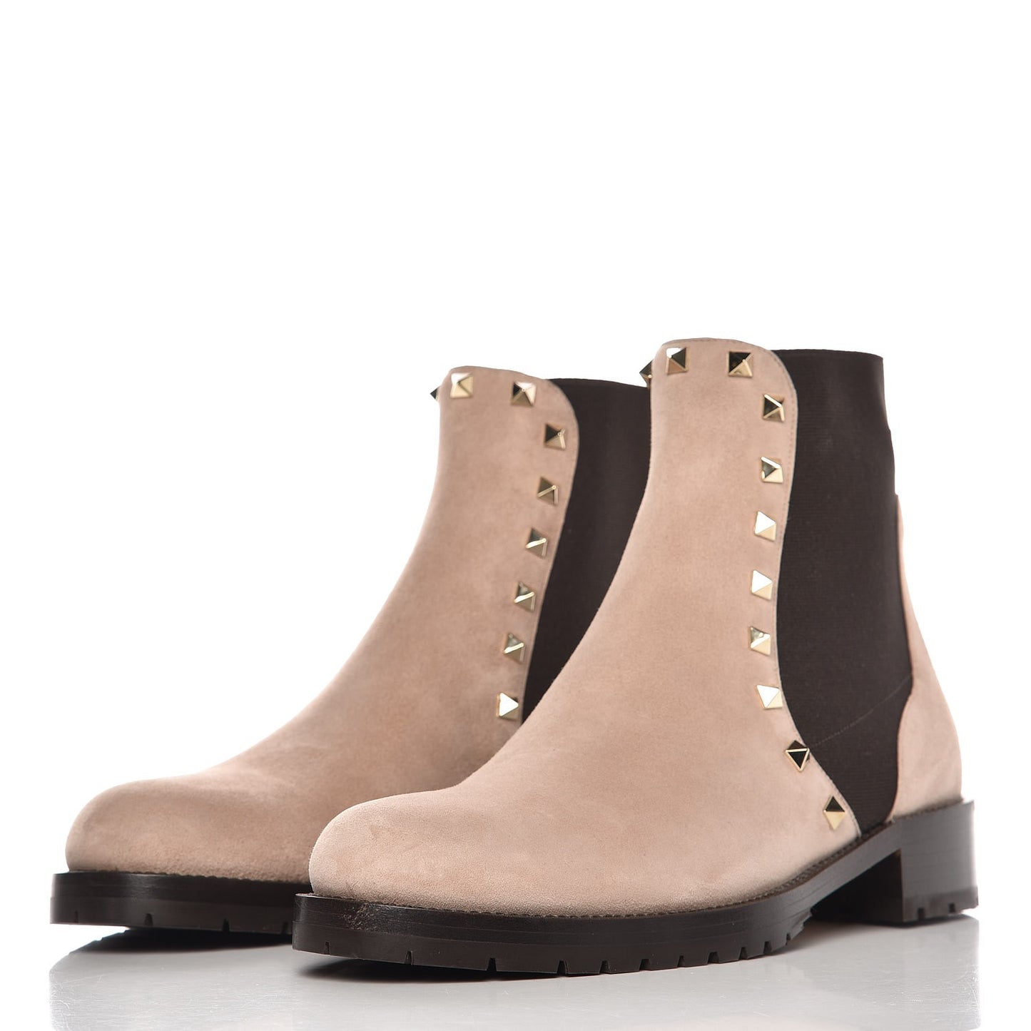 Suede Rockstud Beatle Chelsea 20mm Ankle Boots 40 Poudre