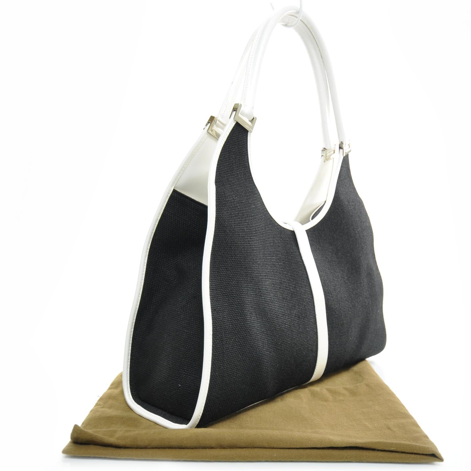 Gucci Canvas Bardot Bag Black and White 2 of 8