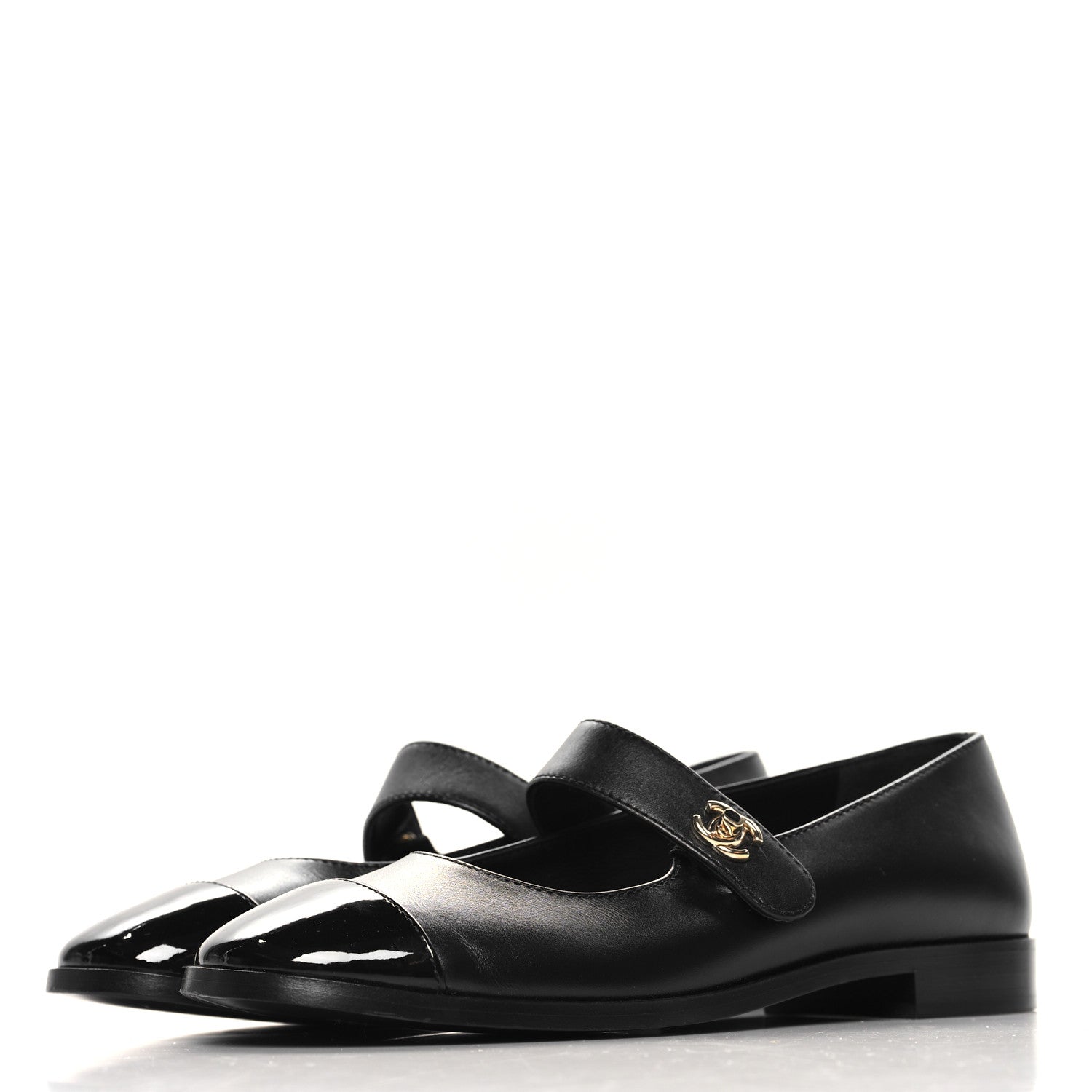 Chanel Calfskin Patent Mary Janes Flats 36.5 Black 4 of 10