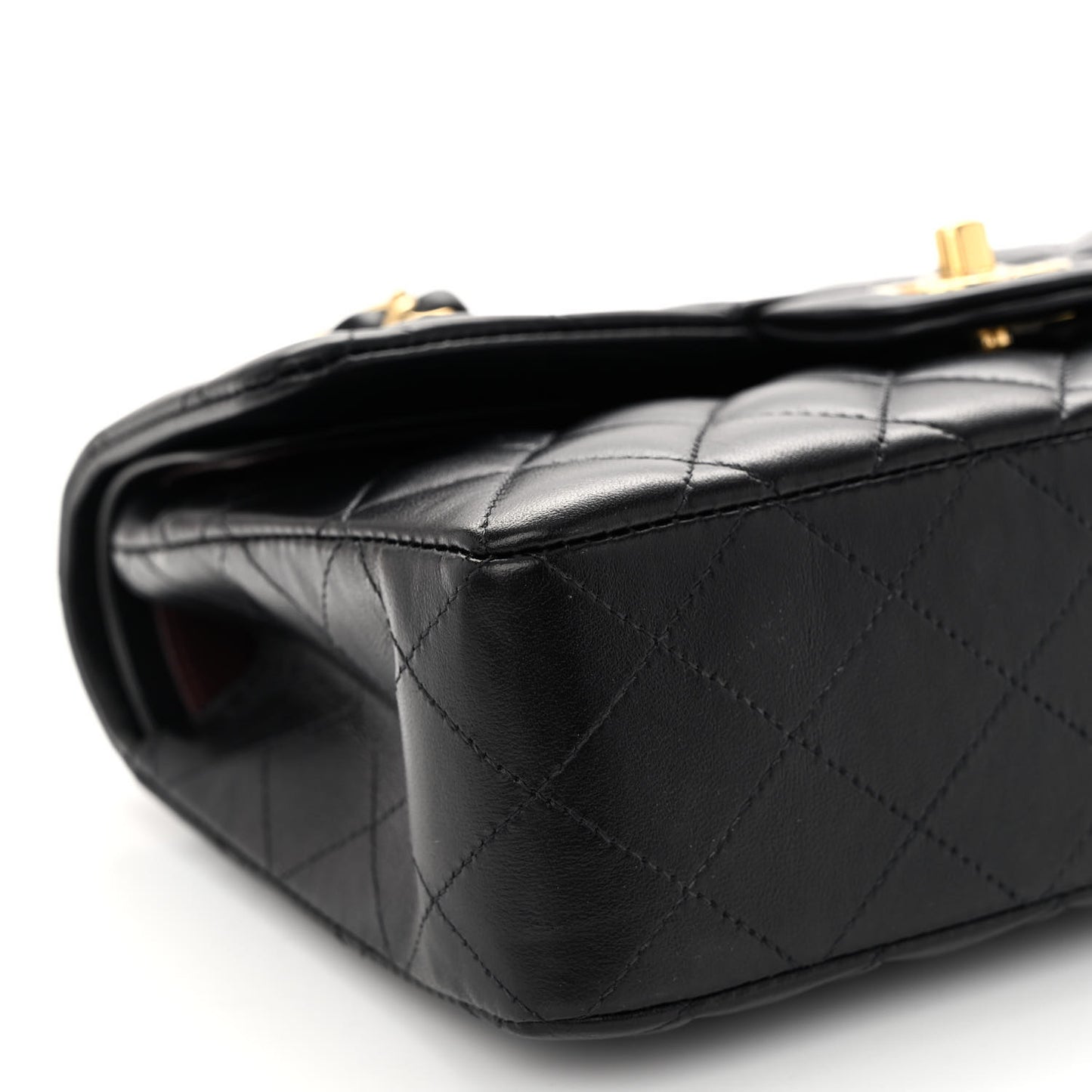 Lambskin Quilted Small Double Flap Black