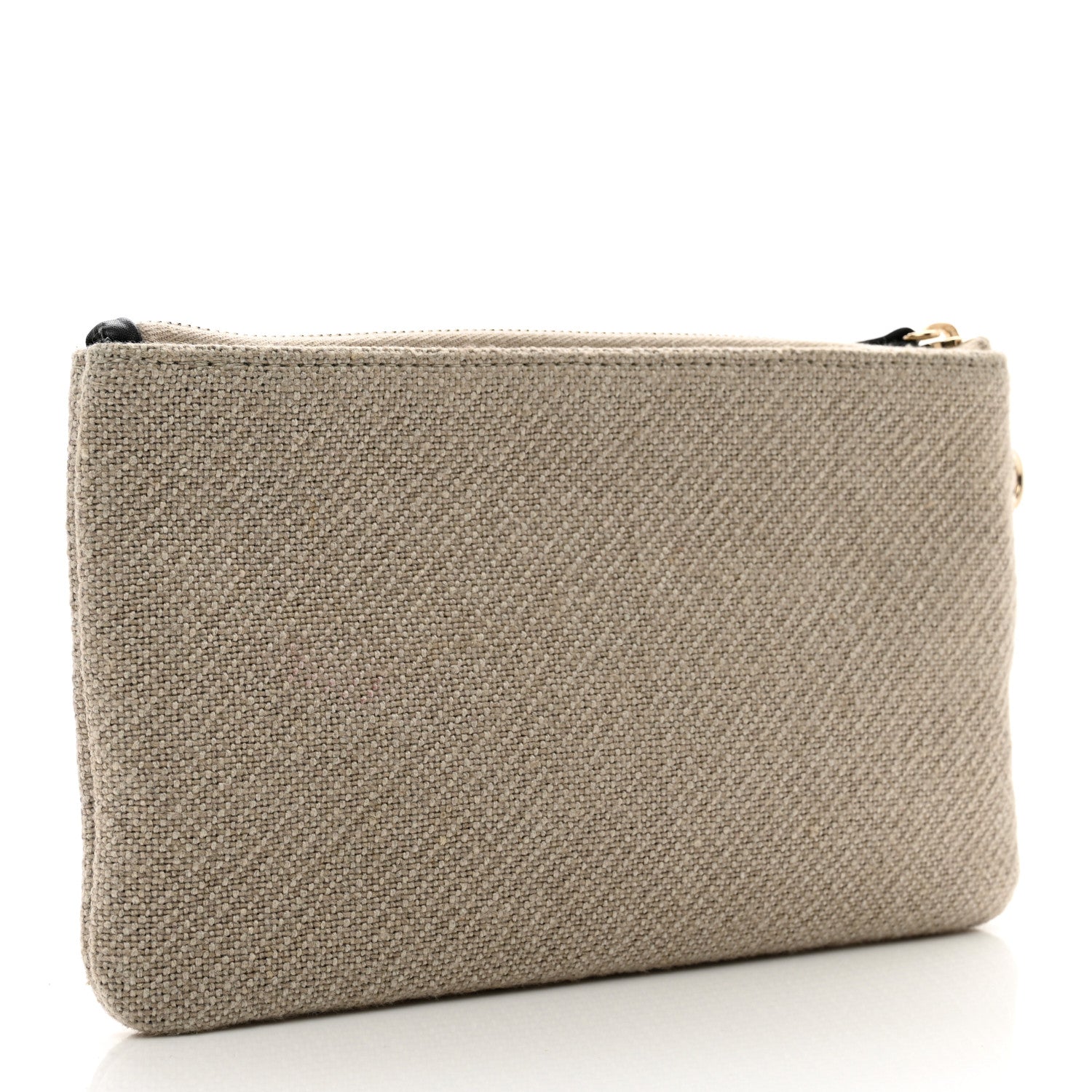 Chanel Mixed Fibers Small Deauville Pouch Beige Black 3 of 5