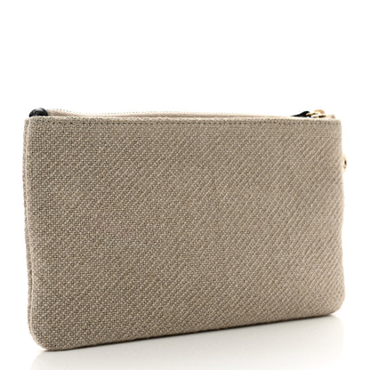 Chanel Mixed Fibers Small Deauville Pouch Beige Black 3 of 5