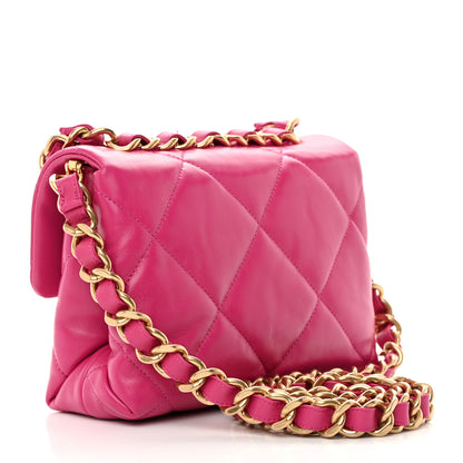 Chanel Lambskin Quilted Small Chain Top Handle Flap Fuchsia 3 of 16