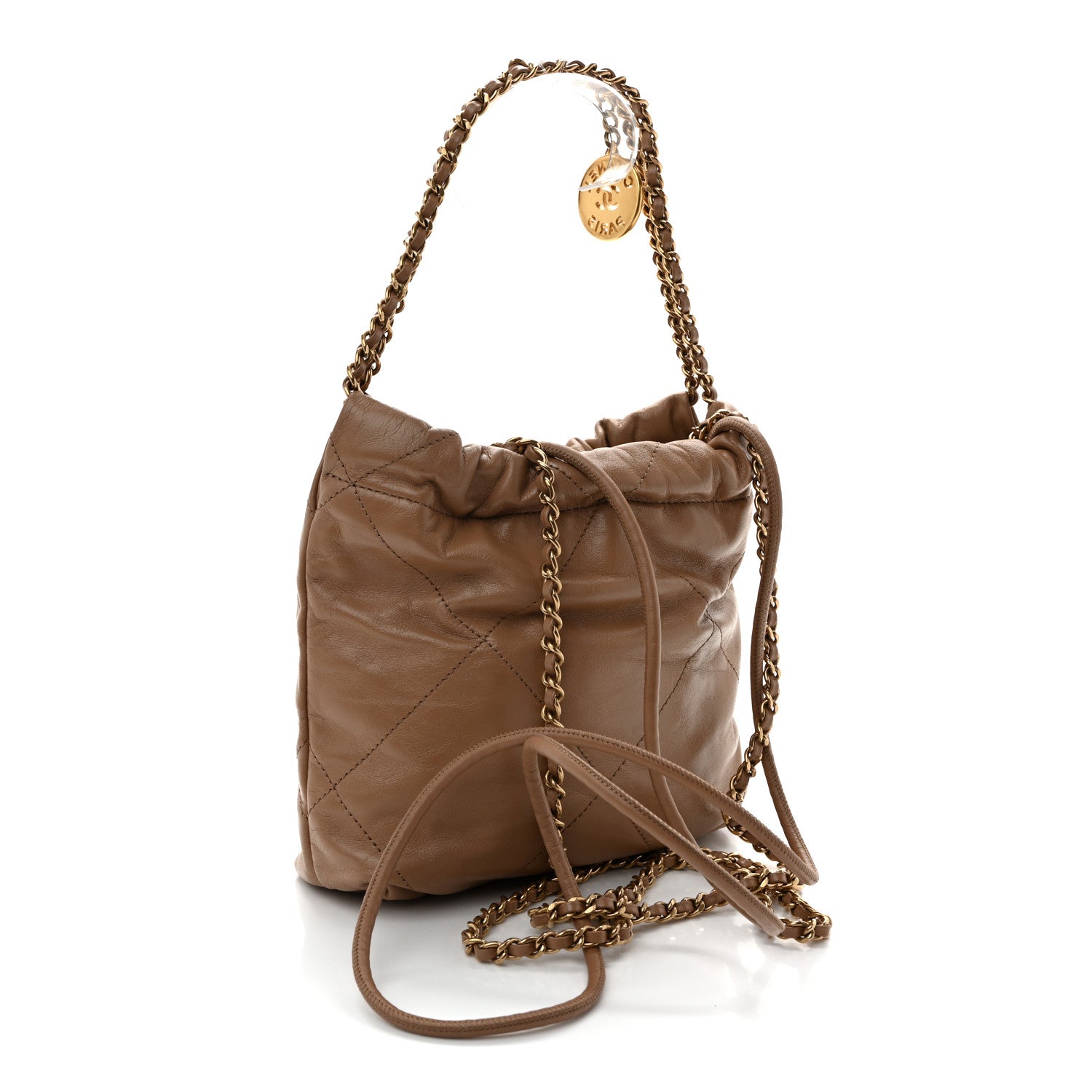 Chanel Shiny Calfskin Quilted Mini Chanel 22 Dark Beige 3 of 11