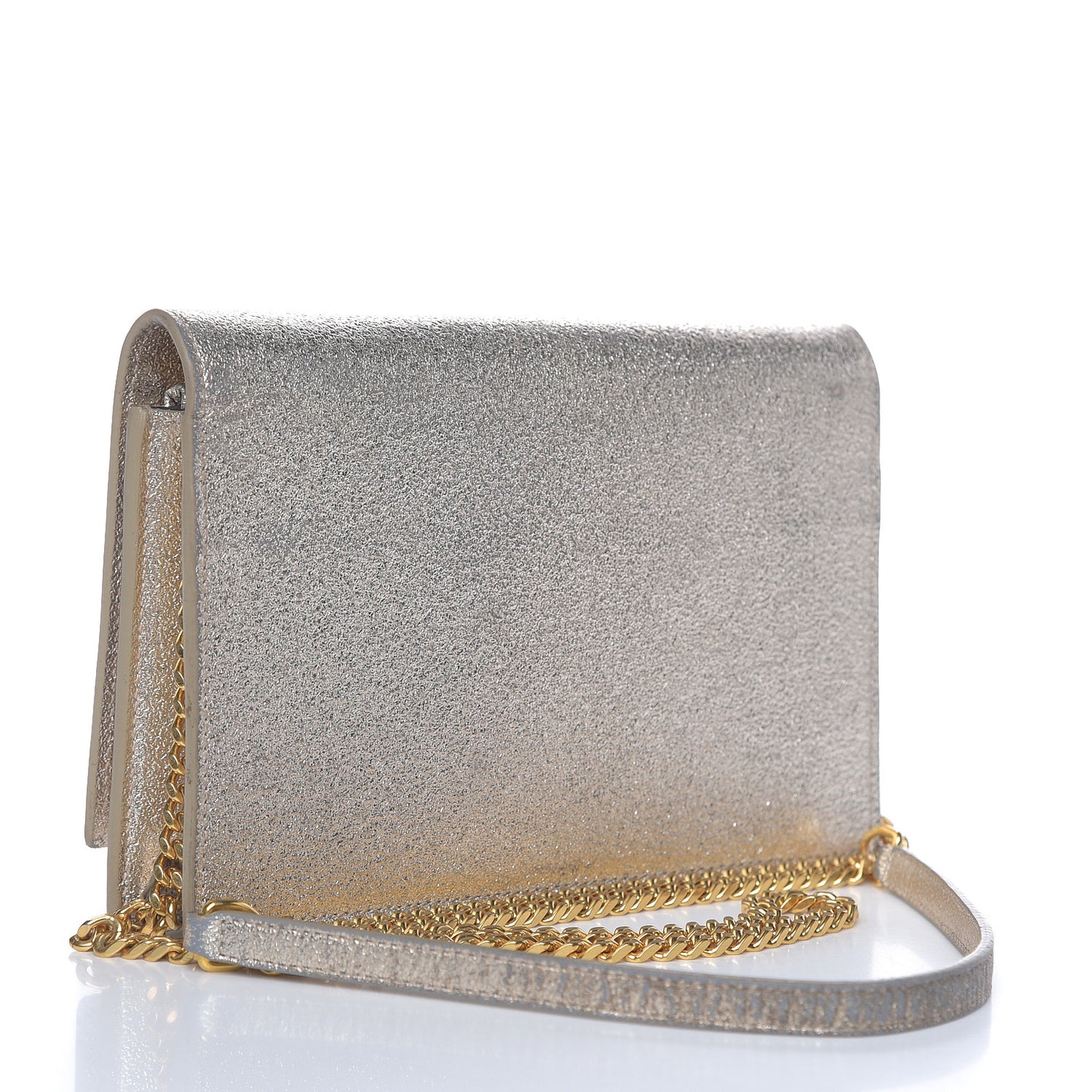Metallic Calfskin Kate Monogram Tassel Chain Wallet Gold