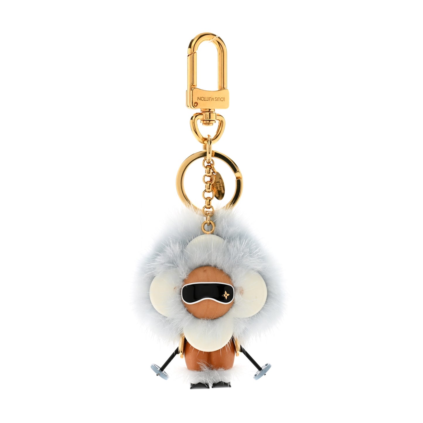 Resin Wood Mink Fur Vivienne Ski Bag Charm Key Holder
