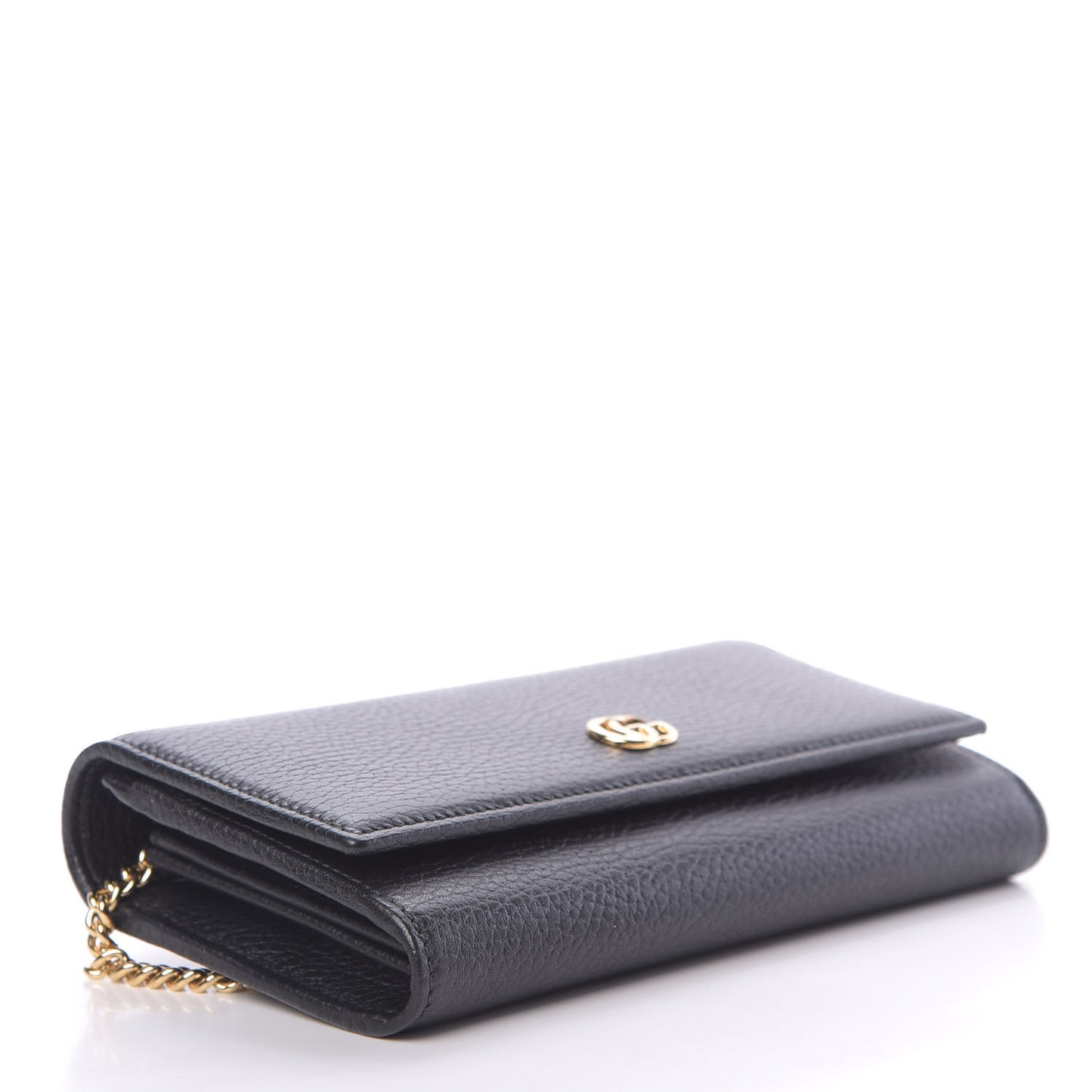 Calfskin Petite GG Marmont Wallet Chain Bag Black