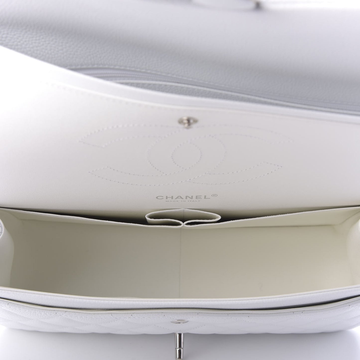 Caviar Quilted Jumbo Double Flap White