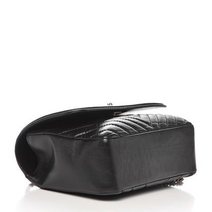 Chanel Calfskin Chevron Quilted Top Handle Flap Black 4 of 13