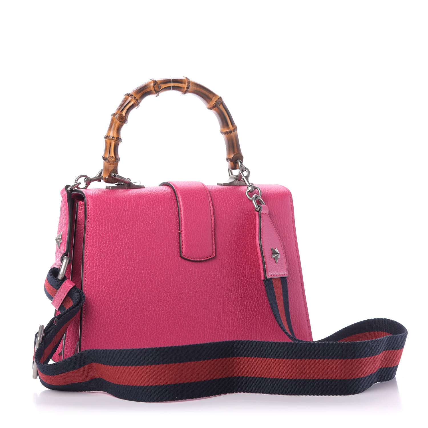 Gucci Dollar Calfskin Crystal Web Medium Dionysus Bamboo Top Handle Bag Box Pink Black Diamond 3 of 9