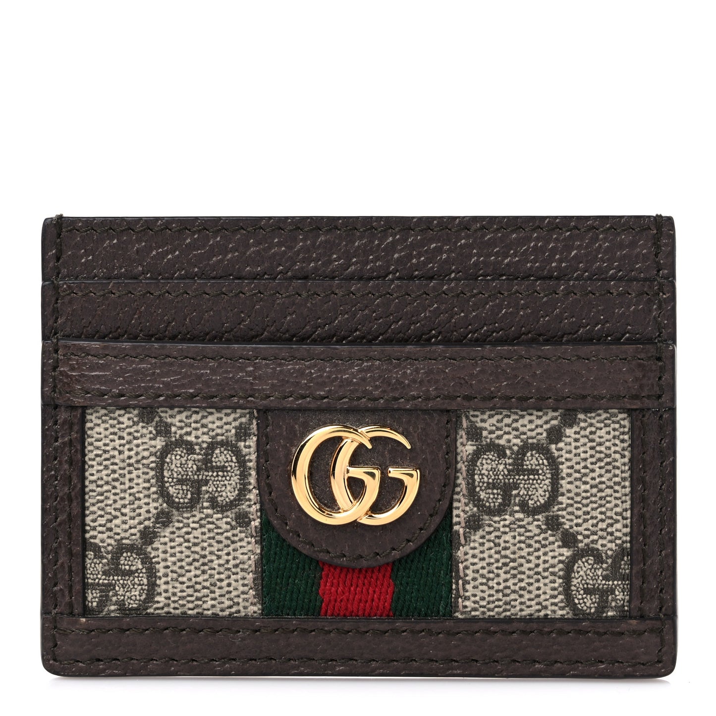 GG Supreme Monogram Ophidia Card Holder Brown