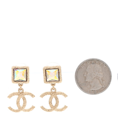 Chanel Iridescent Baguette Crystal CC Drop Earrings Gold 2 of 5