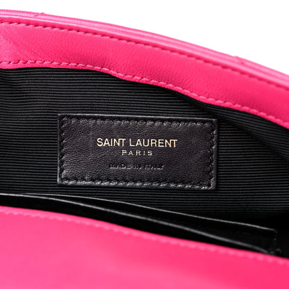 Saint Laurent Calfskin Matelasse Chevron Classic Monogram Baby Chain Bag Fuchsia 7 of 21