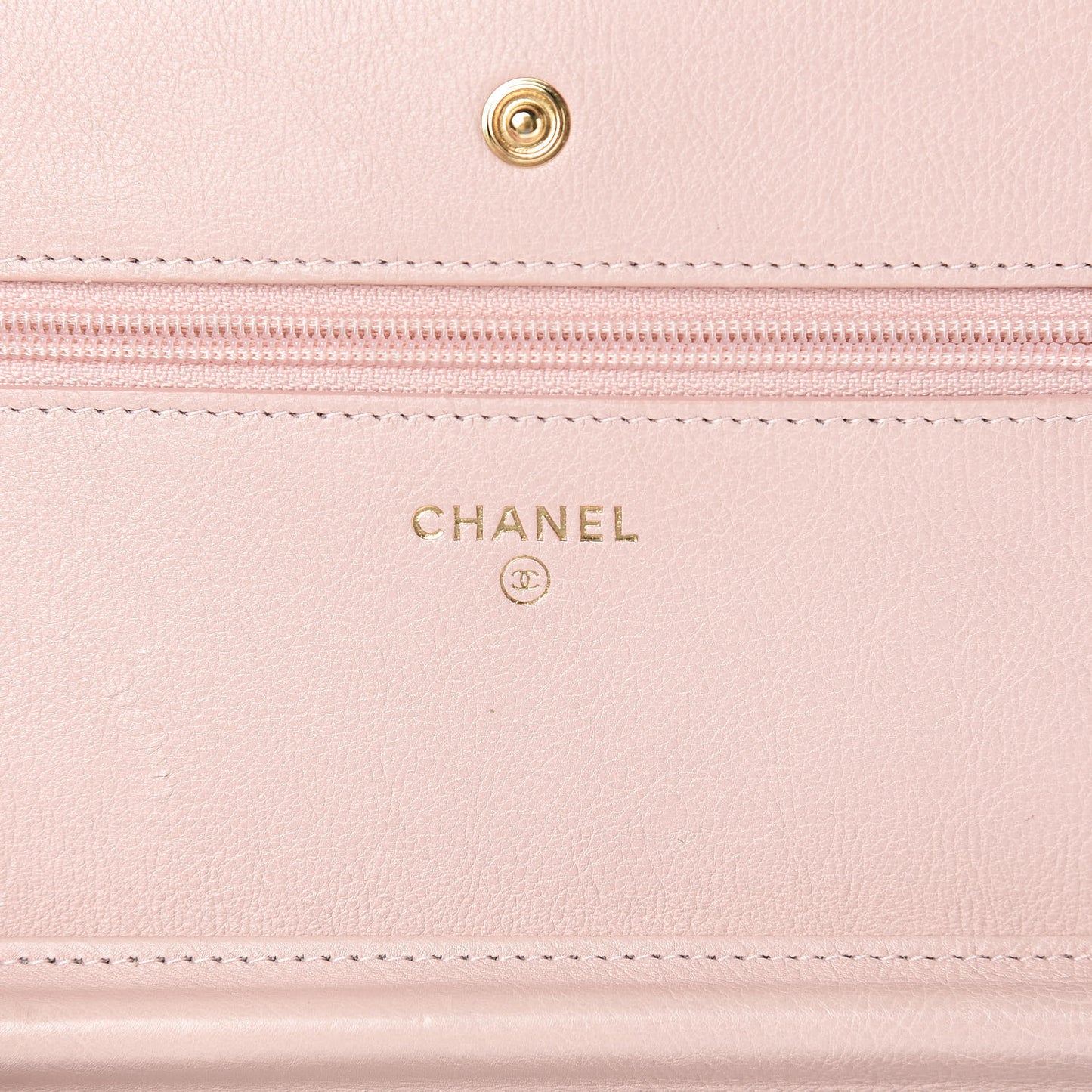 Calfskin Chevron Quilted Wallet On Chain WOC Pink