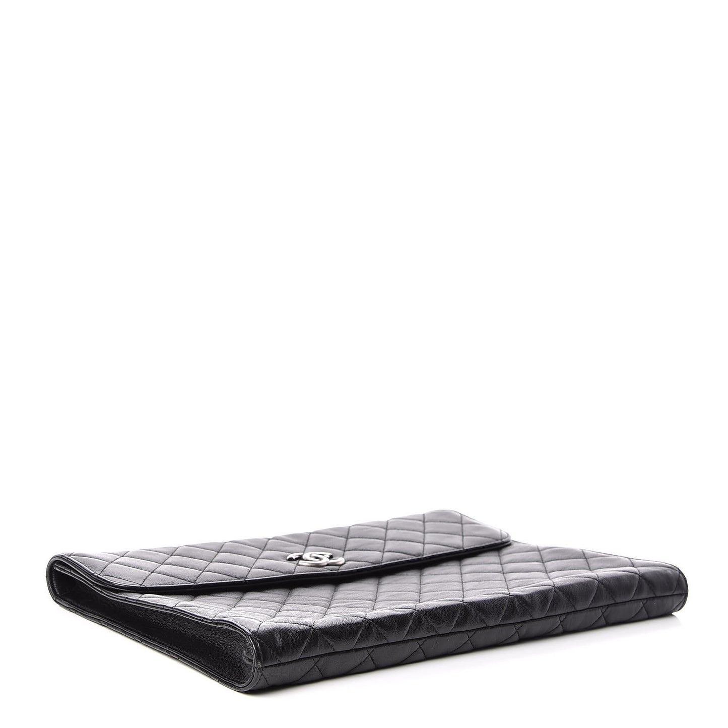 Calfskin Quilted Document Portfolio Holder Black