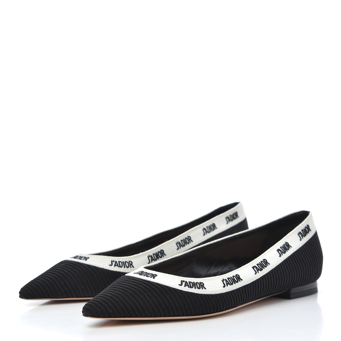 Fabric Ribbon Embroidered J'Adior Ballet Flats 38 Black
