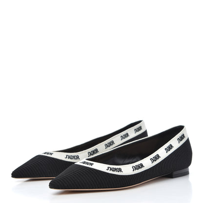 Christian Dior Fabric Ribbon Embroidered J'Adior Ballet Flats 38 Black 3 of 10