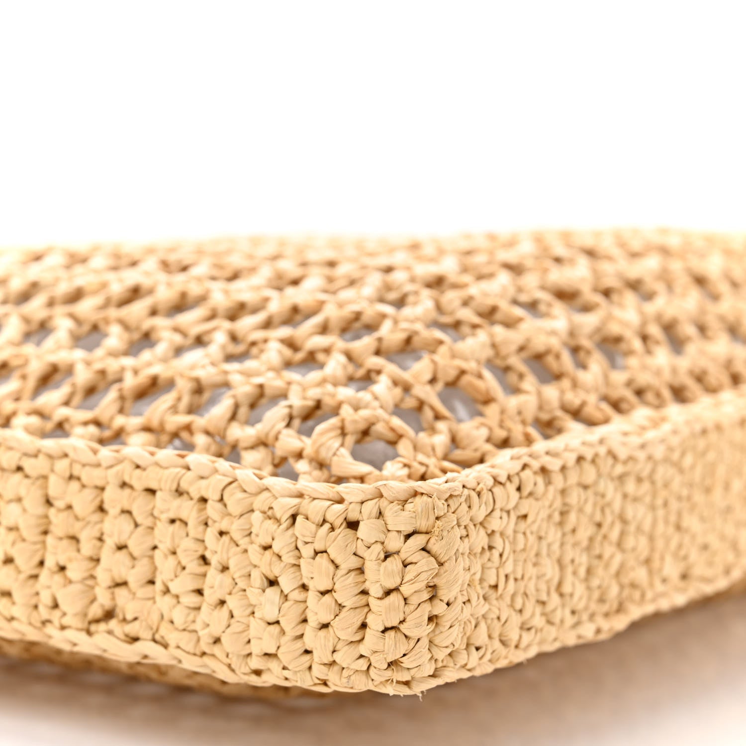 Prada Yarn Raffia Effect Crochet Logo Embroidered Tote Bag Naturale 9 of 9