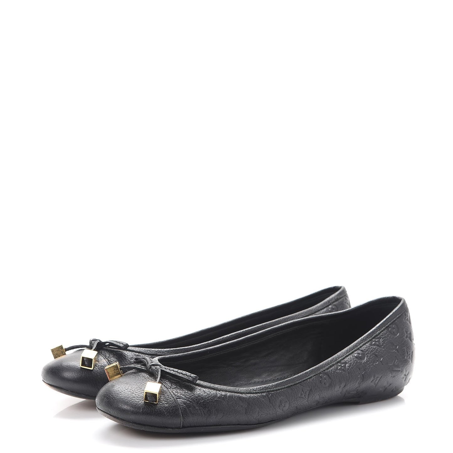 Monogram Calfskin Embossed Debbie Ballerina Flats 37 Black