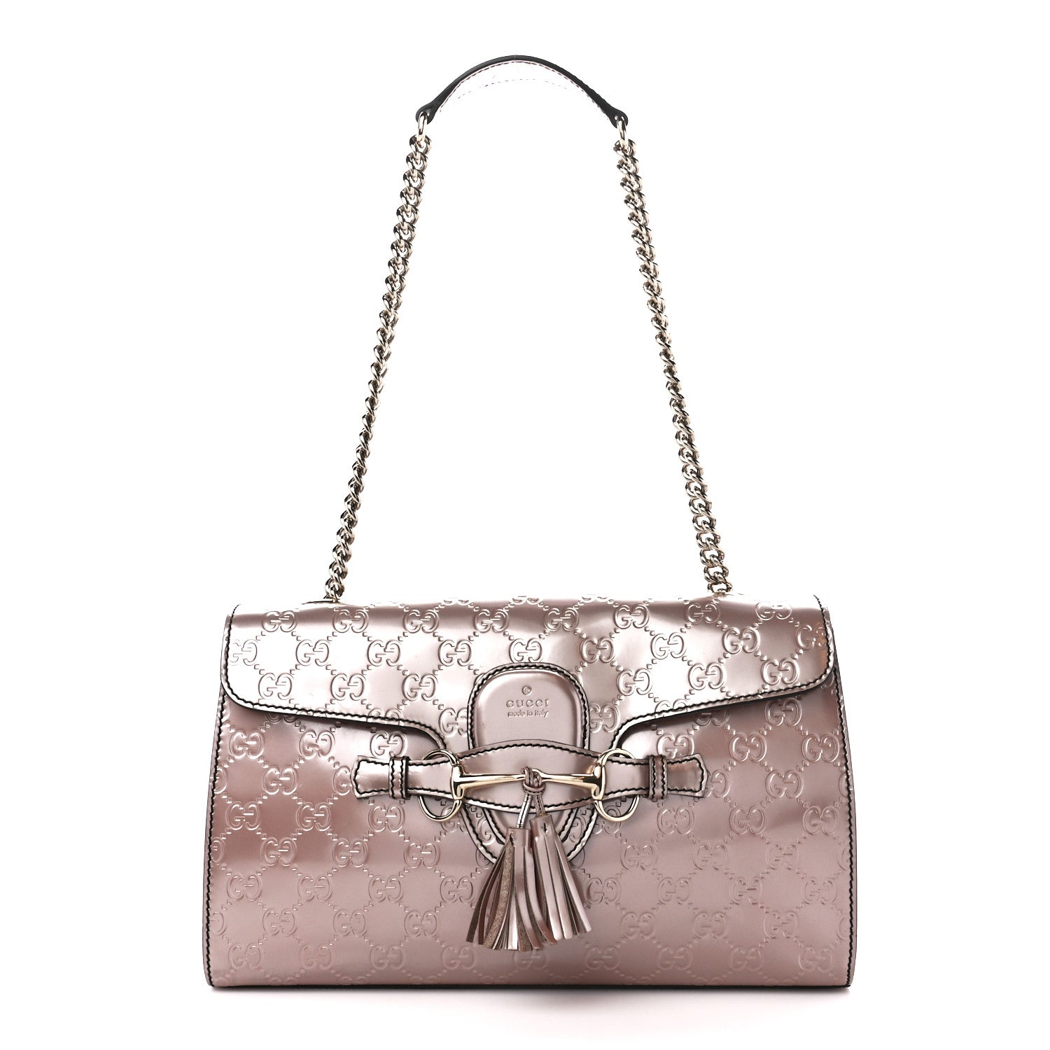 Gucci Shine Guccissima Medium Emily Chain Shoulder Bag Dark Cipria 1 of 14