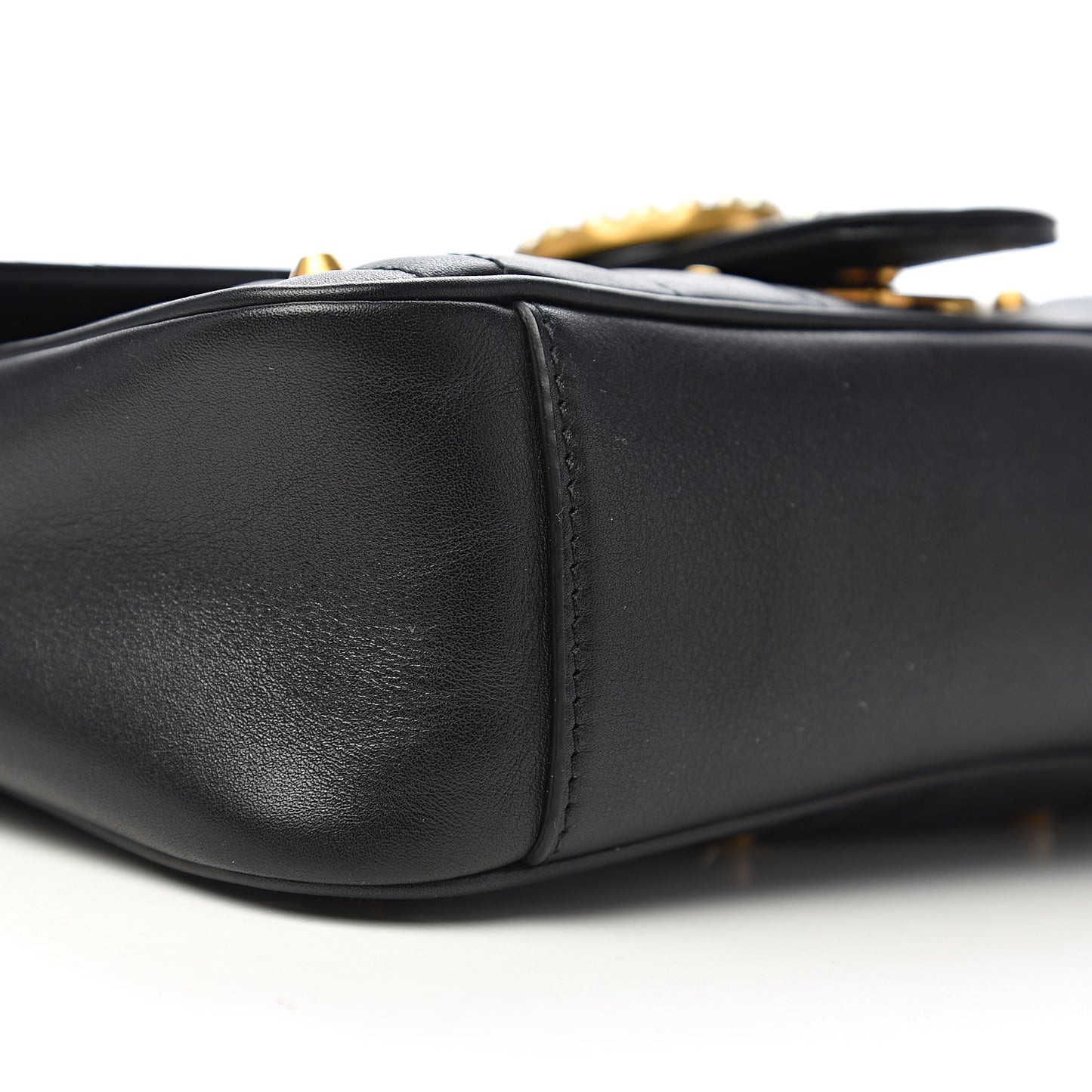 Calfskin Matelasse Studded Small Pearly GG Marmont Shoulder Bag Black