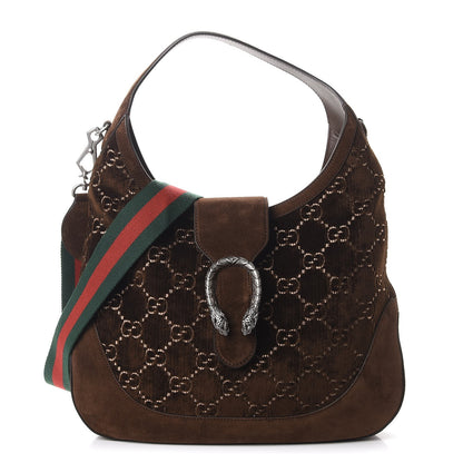 Gucci Velvet GG Monogram Web Medium Dionysus Hobo Brown 1 of 10