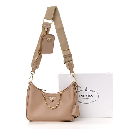 Prada Saffiano Re-Edition 2005 Shoulder Bag Cammeo Beige 12 of 12