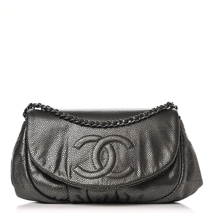 Chanel Metallic Caviar Half Moon Wallet On Chain WOC Dark Silver 1 of 8