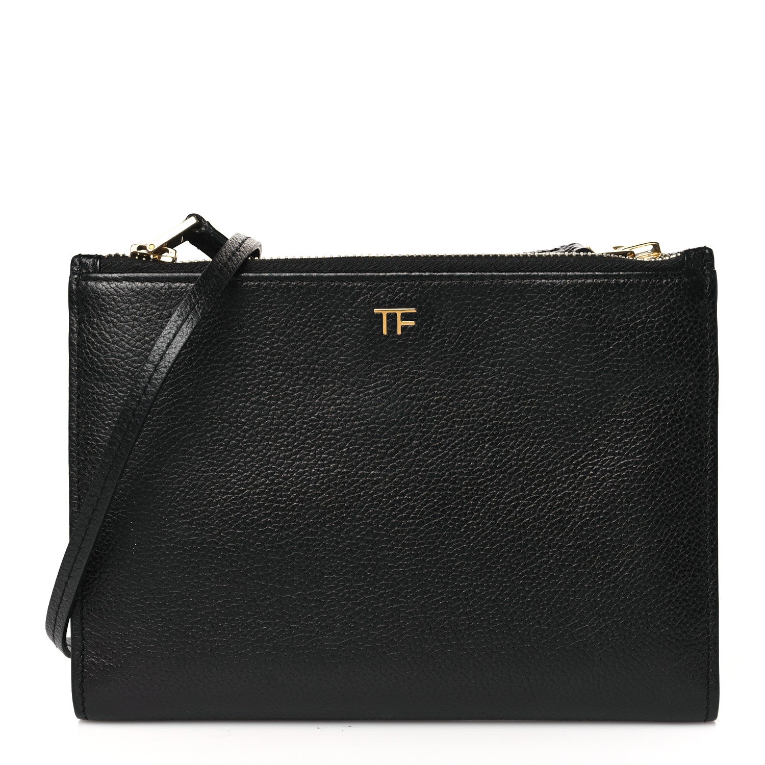 Tom Ford Pebbled Calfskin Triple Zip Crossbody Bag Black 1 of 9